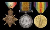 Three: Captain J. E. Gilham, Suffolk Regiment, late Royal Fusiliers

1914-15 Star (13264 Sjt., R. Fus.); British...