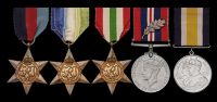 Four: Lieutenant L. W. Green, Royal Naval Reserve, who won two “mentions” in the 1939-45 War

1939-45 Star;...