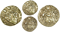 Early Uninscribed issues, Stater, British H [North East Coast type], DEVOLVED head of Apollo, rev. DISJOINTED horse...