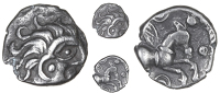 Cantii, Uninscribed issues, Unit, head right with large eye and streaming hair, rev. Pegasus right,...