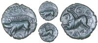Cantii, ‘Sa’ or ‘Sam’, Bronze, boar left, branch above, pellet-in-annulet below, rev. horse left,...