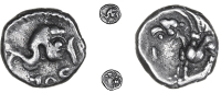 Cantii, Solidu, Minim, whale right, SOL below, rev. sphinx left, 0.26g/4h (BMC –; VA –; SNC July 1993, pp.188-9,...
