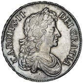 Charles II (1660-1685), Milled coinage, 1673, third bust, edge vicesimo qvinto (ESC 47; S 3358). Reverse edge flaw,...