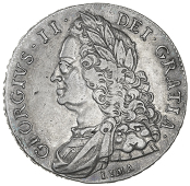 George II (1727-1760), 1746 lima, edge decimo nono (ESC 125; S 3689). Small dig in obverse field, otherwise nearly ve...