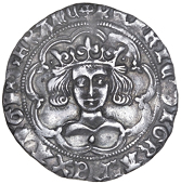 Henry VI (First reign, 1422-1461), Leaf-Pellet issue, Groat, London, mm. cross IIIb on obv. only, leaf on breast, pel...