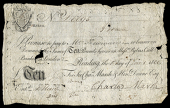 British Provincial, Berkshire, Reading, Reading Bank, Promise to pay to Mr Newman Ten Pounds, 1 January 1800, no....