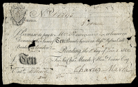 British Provincial, Berkshire, Reading, Reading Bank, Promise to pay to Mr Newman Ten Pounds, 1 January 1800, no....