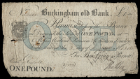 British Provincial, Buckinghamshire, Buckingham, Buckingham Old Bank, One Pound, 3 August 1815, no. 13115, for Box,...