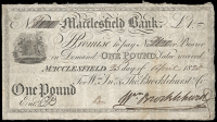 British Provincial, Cheshire, Macclesfield, Macclesfield Bank, One Pound, 25 April 1820, no. 620, for William, John...