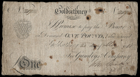 British Provincial, Cornwall, Goldsithney, Goldsithney Bank, One Pound, 20 May 1818, no. 217, for Gundrys & Co,...