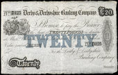 British Provincial, Derbyshire, Derby, Derby & Derbyshire Banking Co, Twenty Pounds, 18—, D 125, unissued, on...
