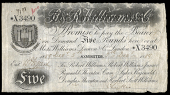 British Provincial, Devon, Axminster, The Dorsetshire Bank, Five Pounds, 5 December 1889, X 3490, for Robert...