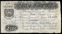 British Provincial, Devon, Axminster, The Dorsetshire Bank, Five Pounds, 5 December 1889, X 3490, for Robert...