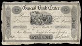 British Provincial, Devon, Exeter, General Bank, One Pound, 7 October 1822, no. 685, for Thomas, Joseph & George...