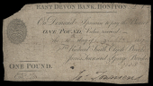 British Provincial, Devon, Honiton, East Devon Bank, One Pound, 10 September 1817, for Richard Smith, Elijah Brooke,...