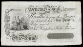British Provincial, Devon, Plymouth, General Bank, One Pound, 18—, unissued, for Joseph Hingston & Walter Prideaux...