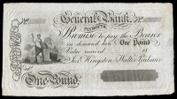British Provincial, Devon, Plymouth, General Bank, One Pound, 18—, unissued, for Joseph Hingston & Walter Prideaux...