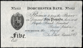 British Provincial, Dorset, Dorchester, Dorchester Bank, Five Pounds, 18—, D 953, unissued, for Eliot, Pearce & Co...