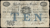 British Provincial, Dorset, Shaftesbury, Shaftesbury Bank, Ten Pounds, 10 October 1843, no. 698, for W.B. Brodie &...