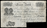 British Provincial, Essex, Chelmsford, Essex Bank, Five Pounds, 20 August 1870, no. 57074, for B. Sparrow, W.M....