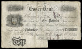 British Provincial, Essex, Chelmsford, Essex Bank, Ten Pounds, 6 May 1870, no. 38539, for B. Sparrow, W.M. Tufnell,...