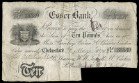 British Provincial, Essex, Chelmsford, Essex Bank, Ten Pounds, 6 May 1870, no. 38539, for B. Sparrow, W.M. Tufnell,...