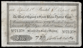 British Provincial, Gloucestershire, Bristol, The West of England & South Wales District Bank, Five Pounds, 6 April...