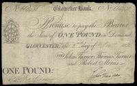 British Provincial, Gloucestershire, Gloucester, Gloucester Bank, One Pound, 2 November 1820, U 4436, for John...