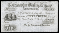British Provincial, Gloucestershire, Gloucester, Gloucestershire Banking Co, Five Pounds 184–, unissued (Outing...