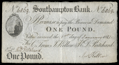 British Provincial, Hampshire, Southampton, Southampton Bank, One Pound, 1 January 1821, no. 6869, for C. Trim, J....
