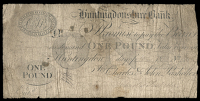 British Provincial, Huntingdonshire, Huntingdon, Huntingdonshire Bank, One Pound, 29 November 1822, no. 539, for...