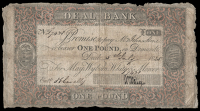 British Provincial, Kent, Deal, Deal Bank, One Pound, 5 July 1825, no. 7438, for May, Wyborn, White & Mercer, signed...