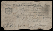 British Provincial, Kent, Deal, Deal Commercial Bank, Five Pounds, 17 August 1832, A 4015, for Hulke & Son, signed...