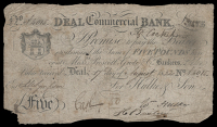 British Provincial, Kent, Deal, Deal Commercial Bank, Five Pounds, 17 August 1832, A 4015, for Hulke & Son, signed...