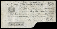 British Provincial, Kent, Faversham, Faversham Bank, Ten Pounds, 13 February 1886, no. 8347, for Hilton & Rigden...