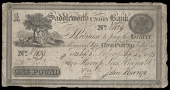 British Provincial, Lancashire, Dobcross, Saddleworth Union Bank, One Pound, 5 September 1823, N 1829, for Harrop,...