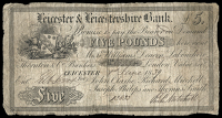 British Provincial, Leicestershire, Leicester, Leicester & Leicestershire Bank, Five Pounds, 1 June 1839, C 238, for...