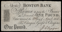 British Provincial, Lincolnshire, Boston, Boston Bank, One Pound, 18 April 1815, no. 7611, for Claypon, Garfit &...