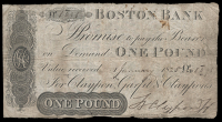 British Provincial, Lincolnshire, Boston, Boston Bank, One Pound, 1 January 1825, no. 8098, for Claypon, Garfit &...