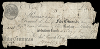 British Provincial, Lincolnshire, Sleaford, Sleaford Bank, Five Guineas, 15 May 1792, no. 1829, for Anthony Peacock,...