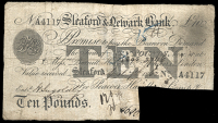 British Provincial, Lincolnshire, Sleaford, Sleaford & Newark Bank, Ten Pounds, 7 April 1862, A 4124, for Peacock,...