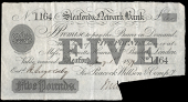British Provincial, Lincolnshire, Sleaford, Sleaford & Newark Bank, Five Pounds, 1 January 1879, no. 1164, for...