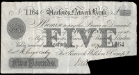 British Provincial, Lincolnshire, Sleaford, Sleaford & Newark Bank, Five Pounds, 1 January 1879, no. 1164, for...