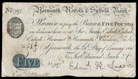 British Provincial, Norfolk, Great Yarmouth, Yarmouth, Norfolk & Suffolk Bank, Five Pounds, 24 January 1815, no....