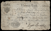 British Provincial, Norfolk, Norwich, Norwich Bank, Ten Pounds, 29 September 1806, no. 3344, for Sir Roger Kerrison...