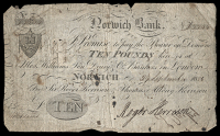British Provincial, Norfolk, Norwich, Norwich Bank, Ten Pounds, 29 September 1806, no. 3344, for Sir Roger Kerrison...