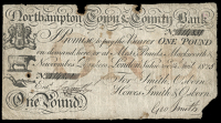 British Provincial, Northamptonshire, Northampton, Northampton Town & County Bank, One Pound, 14 April 1825, A...