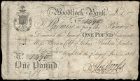 British Provincial, Oxfordshire, Woodstock, Woodstock Bank, One Pound, 9 June 1806, no. 1490, signed by Joseph...