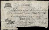 British Provincial, Somerset, Bath, Bath Bank, Five Pounds, 4 February 1826, G 403, for Clement, Tugwell & Mackenzie...