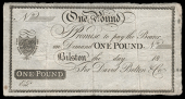 British Provincial, Staffordshire, Bilston, Bilston Bank, One Pound, 18—, unissued, for David Bolton & Co (Outing...